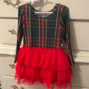 POSH PEANUT - Christmas tartan w/ red tulle - 2T EUC